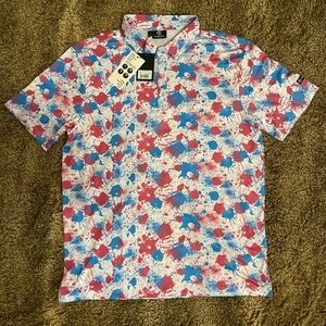 Greenside Mens L Golf Polo Shirt SPLASH CAMO Stretch Wicking Shirt NWT $50 MSRP